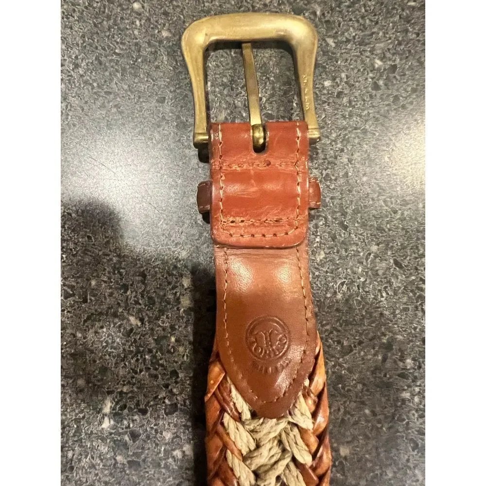 Vintage TORINO Braided Leather brass buckle  size 32 USA made